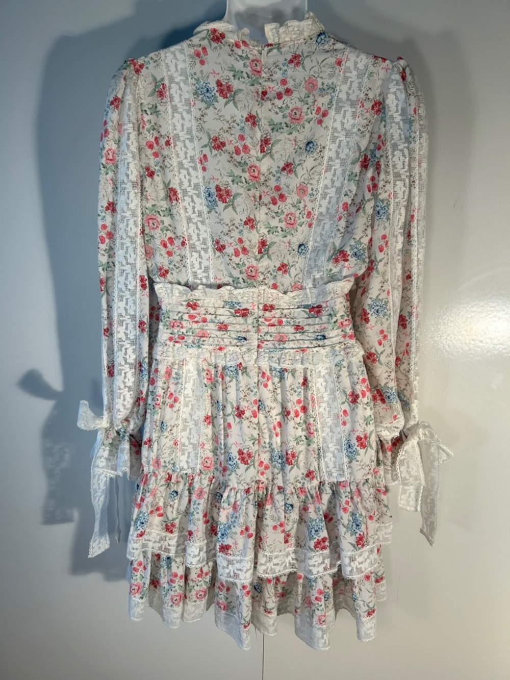 Anthropologie Stellah SZ L White Floral Dress Romantic Cottage Boho Coquette - Picture 11 of 16